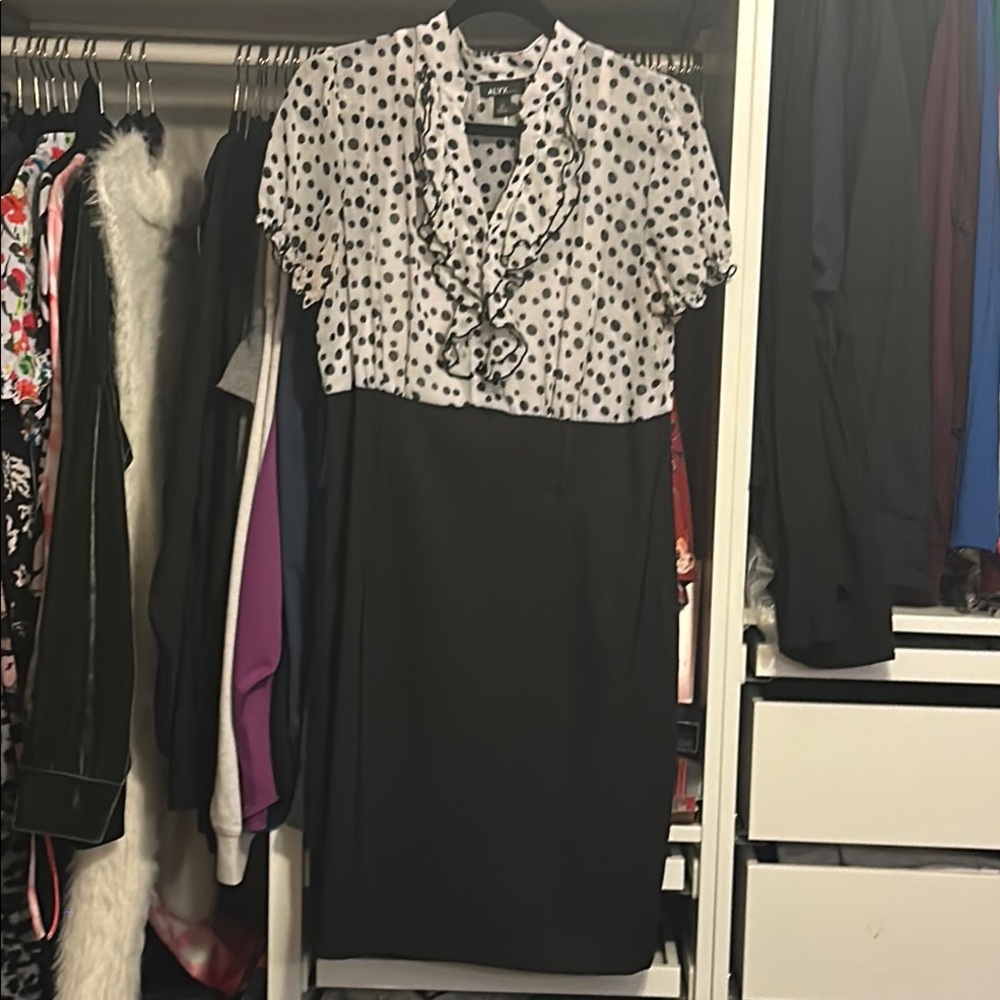 Alyx Dress Polka Dot Black and White Ruffle High Waist Dress Women’s 14